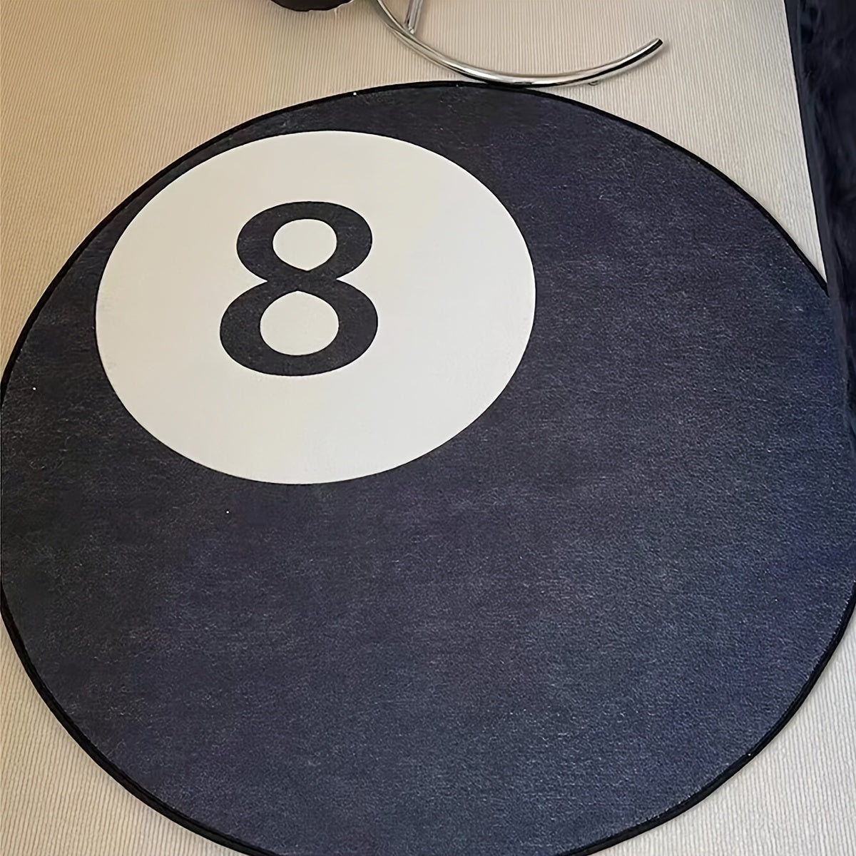 Alfombra redonda inspirada en billar en blanco y negro, antideslizante, a prueba de manchas, de poliéster para salón, dormitorio y oficina