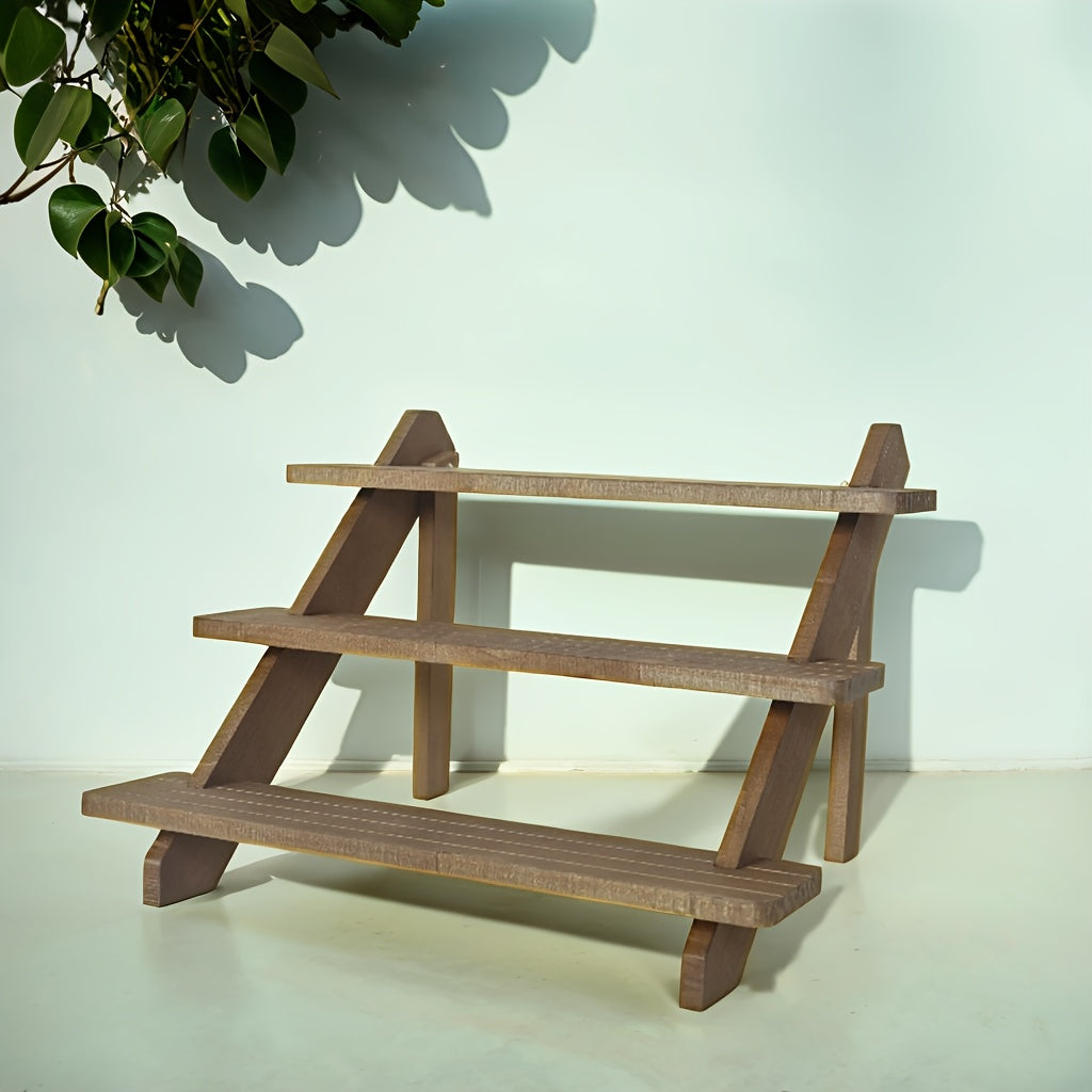 Wooden Multi-Layer Jewelry Organizer Stand with Multiple Steps for Storage