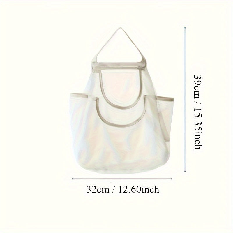 Polyester Wall-Mounted Mesh Storage Bag for Fruits Vegetables Kitchen Bathroom