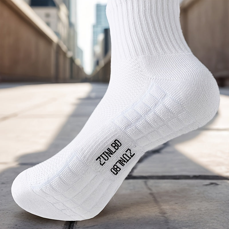 Men's Cotton Blend Mid-Length Sports Socks 5 Pairs Size US 6-9 Breathable Comfortable