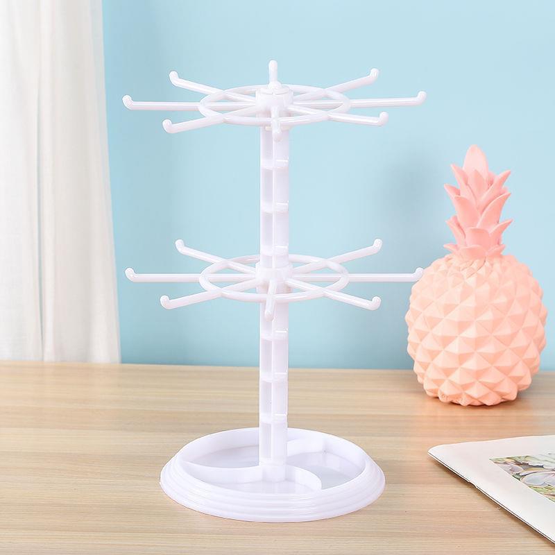 Two-Tiered Rotating Jewelry Display Rack for Necklaces Earrings Bracelets and Accessories