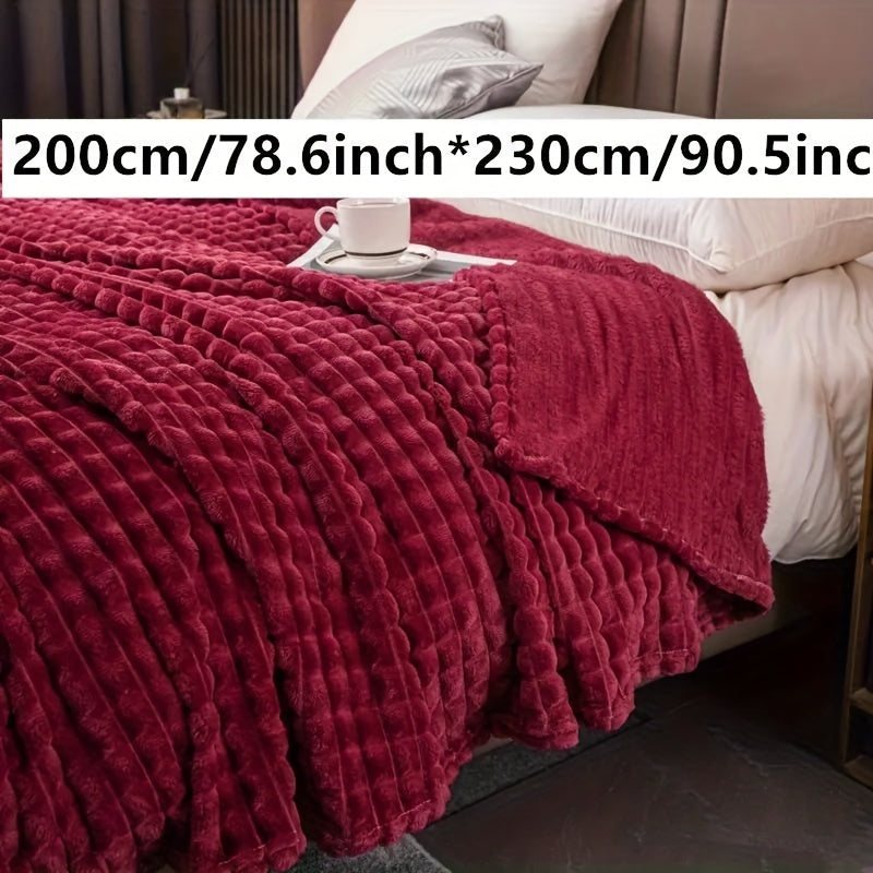 Плед из искусственного кроличьего меха в клетку - теплый и уютный плед для дивана, кровати или софы - мягкий и успокаивающий плед