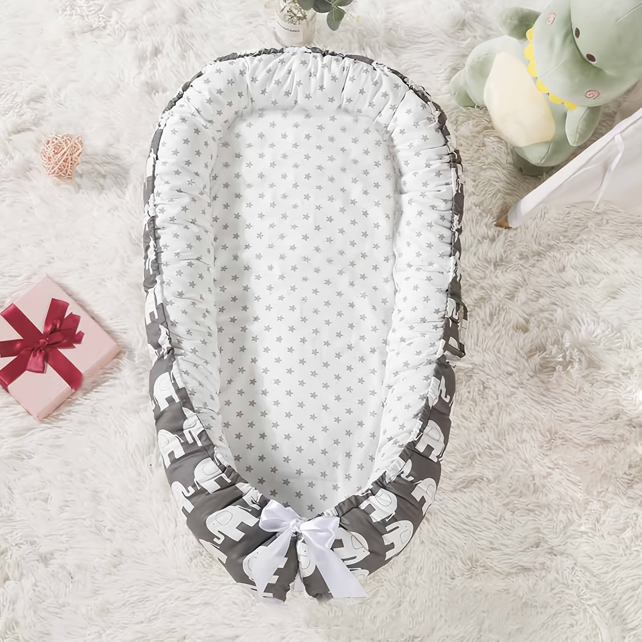 Kids Travel Bed Portable Foldable Washable with Anti-Pressure Cotton and Removable Pillow