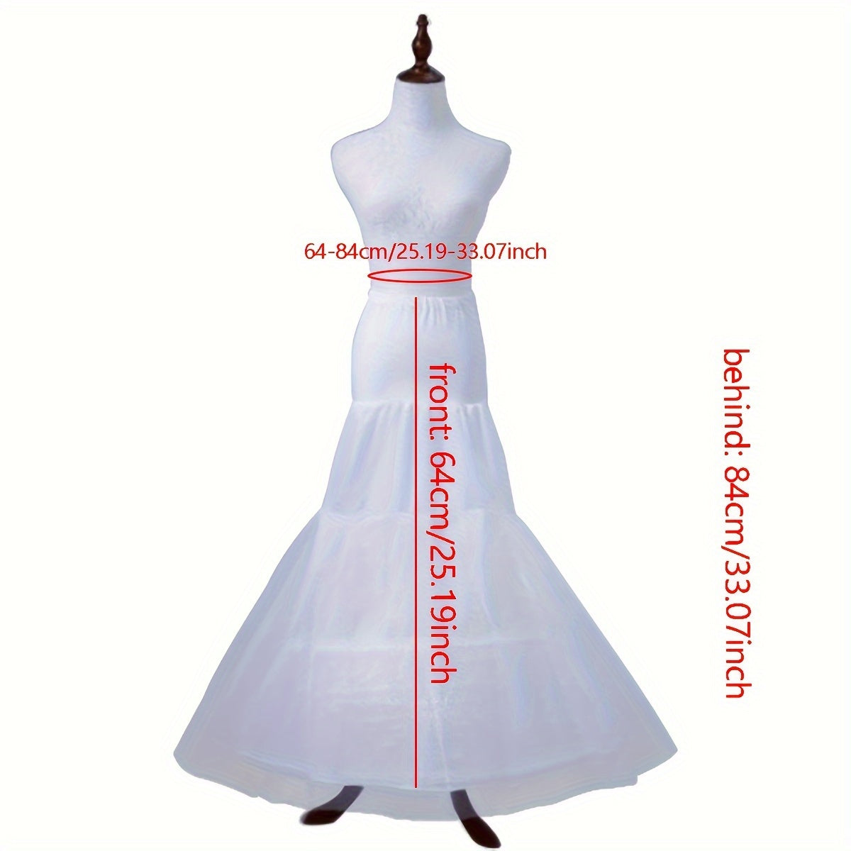 Bridal Wedding Dress Crinoline Petticoat with Steel Hoops and Mesh Fishtail