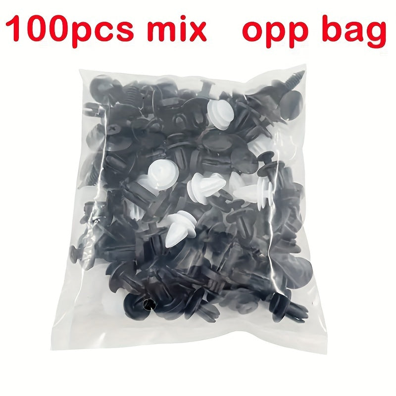 Universal Car Plastic Fastener Set, 100 Pieces, Durable Nails