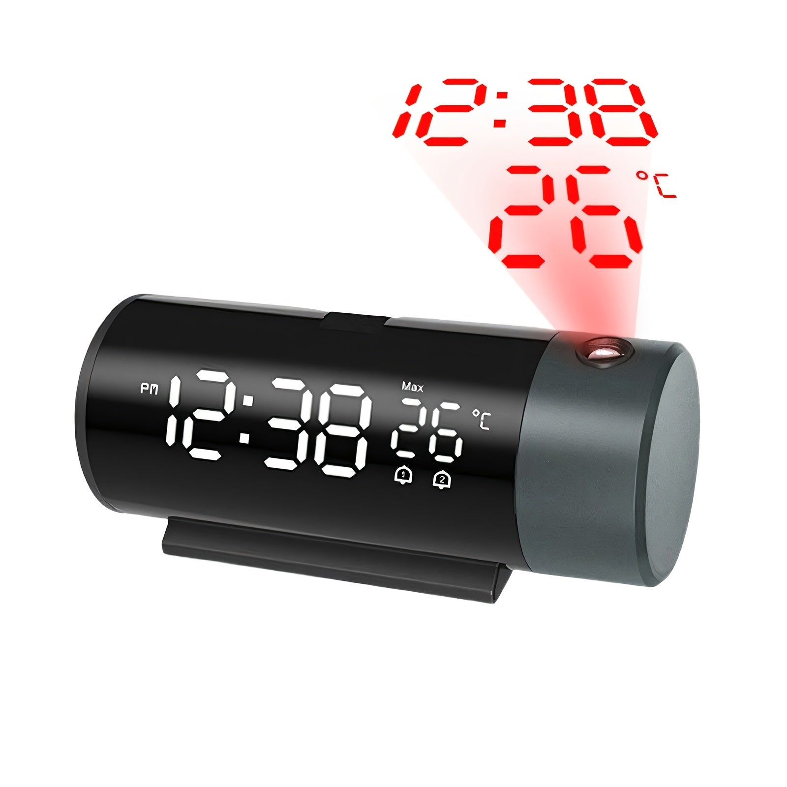 Digital Projection Clock with Dual Alarms Sleep Function USB Powered Time and Temperature Projection
