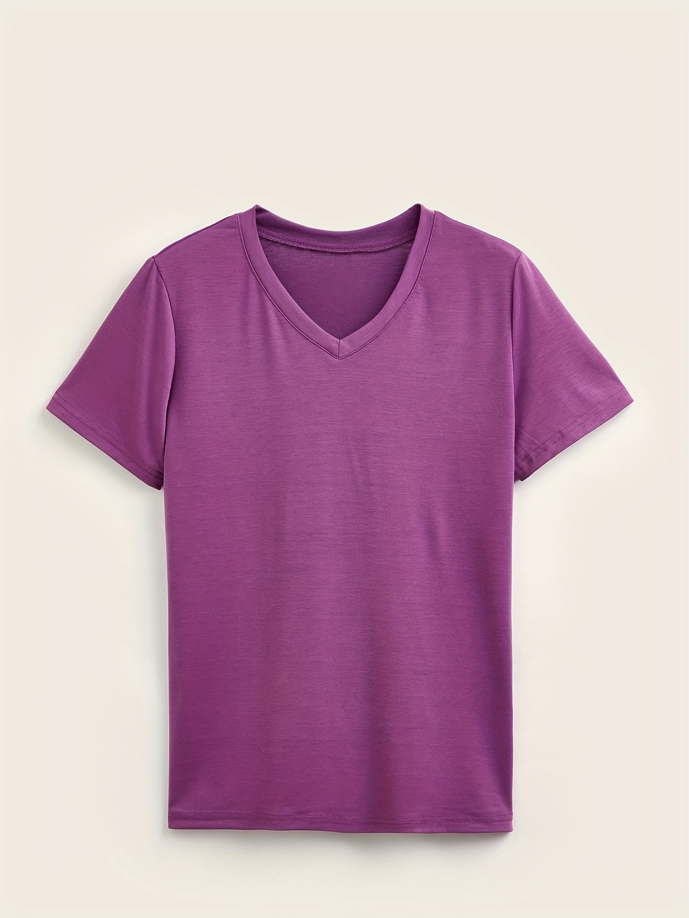 Women's Plus Size Solid V-Neck Short Sleeve 5-Piece Set