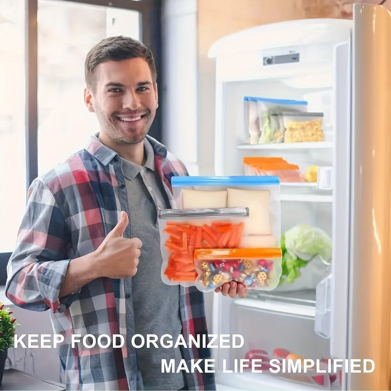 Набор многоразовых мешков для хранения продуктов из силикона, без пластика, безопасных для морозильника, для сэндвичей и закусок