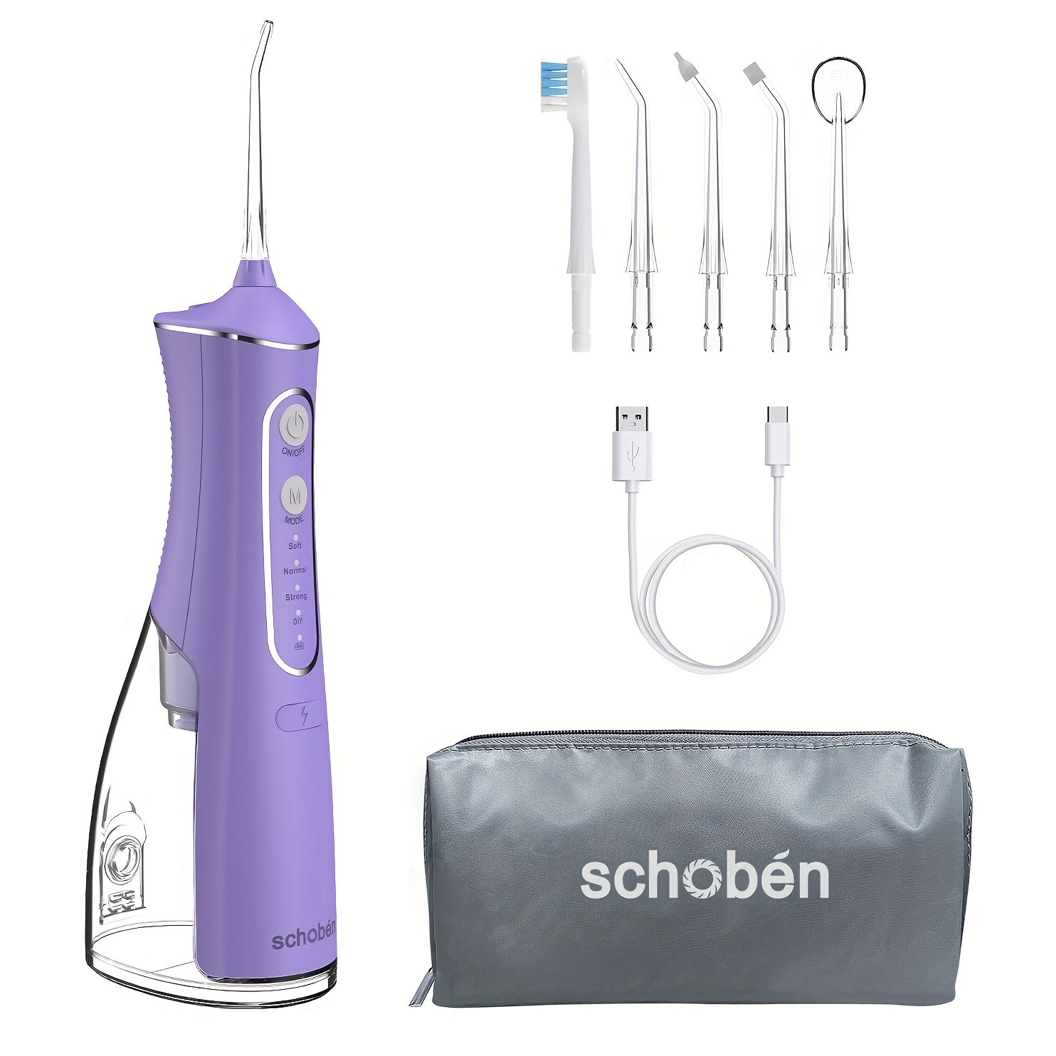 Portable Water Flosser with 5 Nozzles, USB Rechargeable, Travel Size