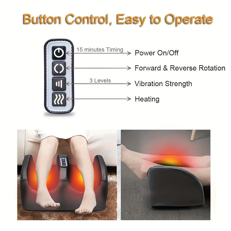 Electric Foot Massager with Heating Deep Kneading Portable Black and White