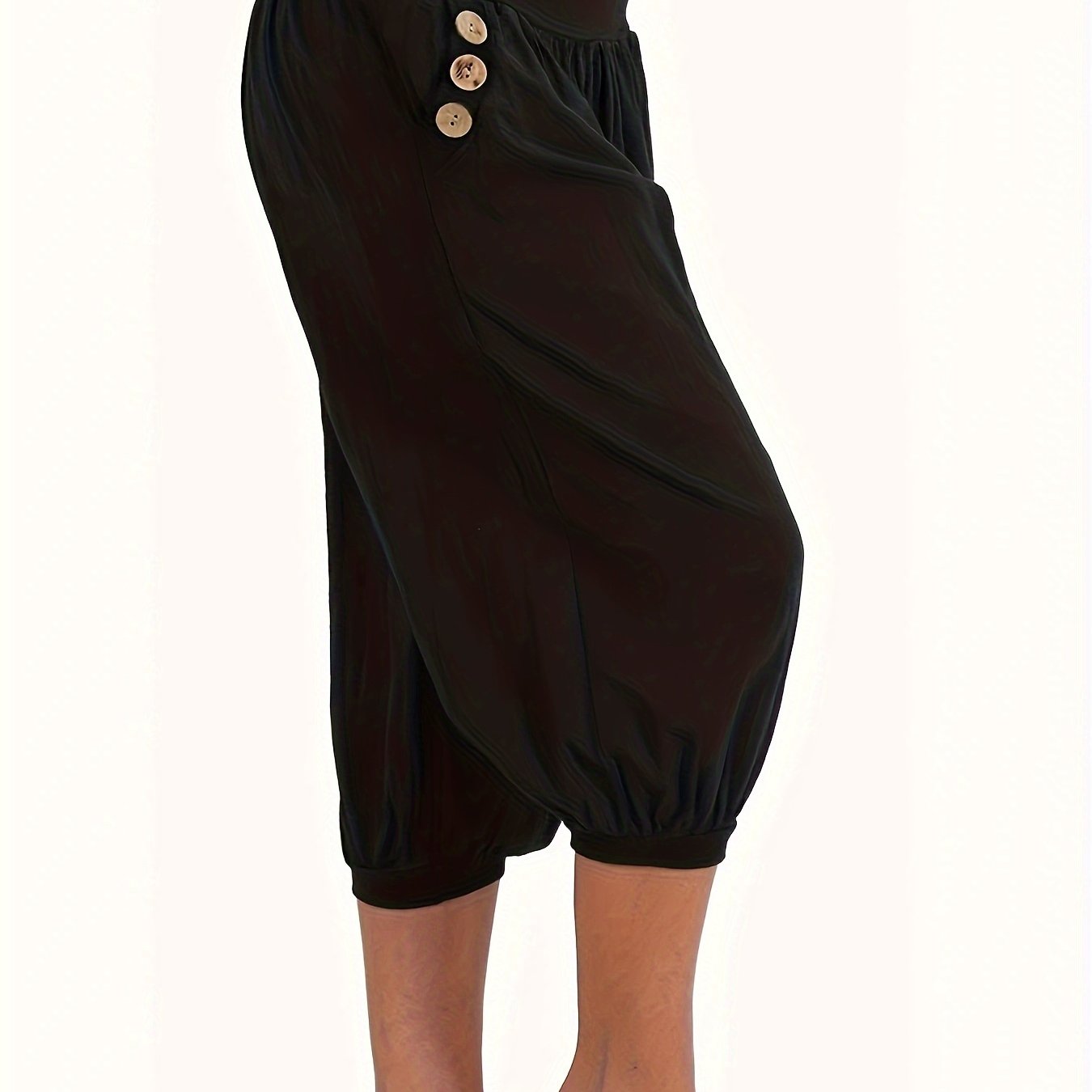 Women's Plus Size Loose-Fit Harem Pants in Solid Color, Summer Comfortable