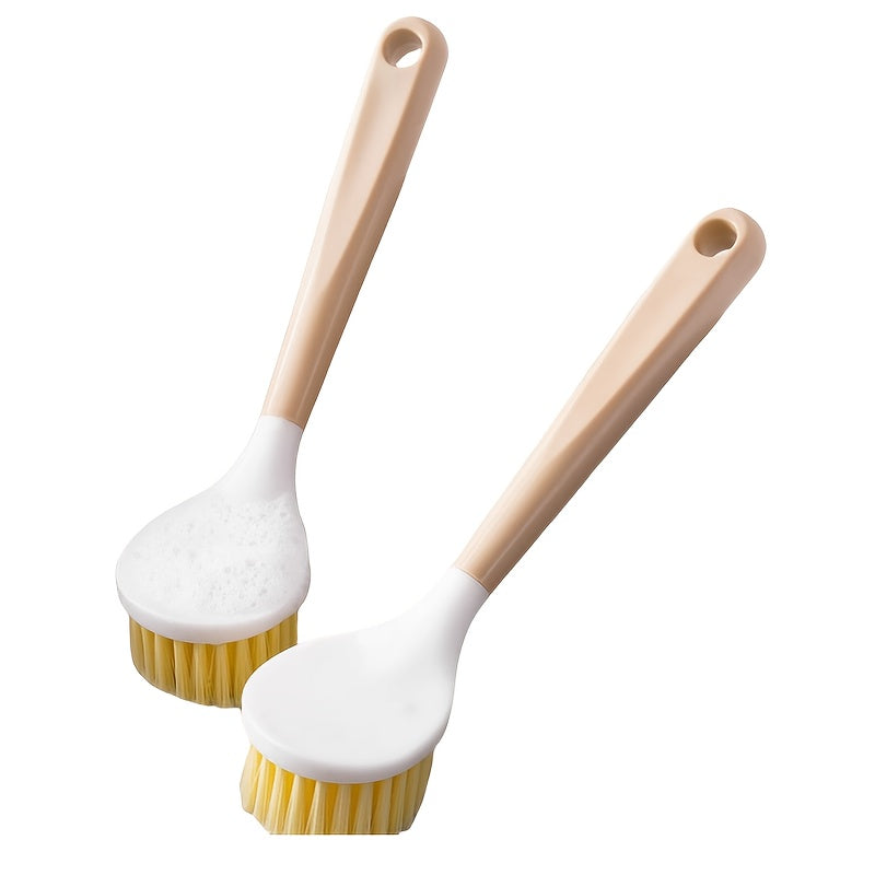 Bambuk tutqichli va mustahkam choʻtkilar bilan uzun tutqichli idish choʻpqi, oshxona tozalash uchun oq