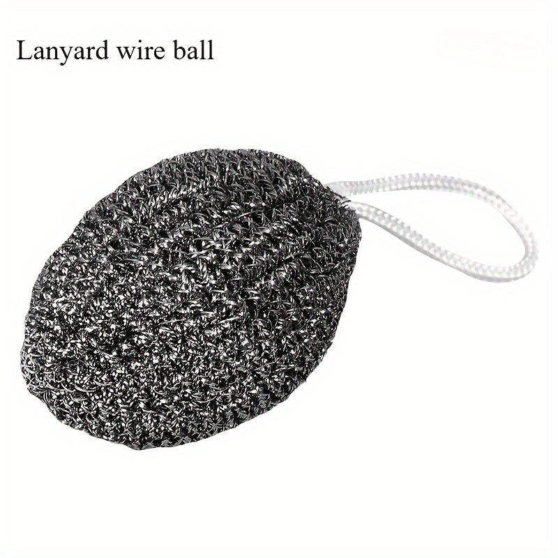 Stainless Steel Kitchen Scrubber with Handle, Non-Stick Pan Safe Detachable Design