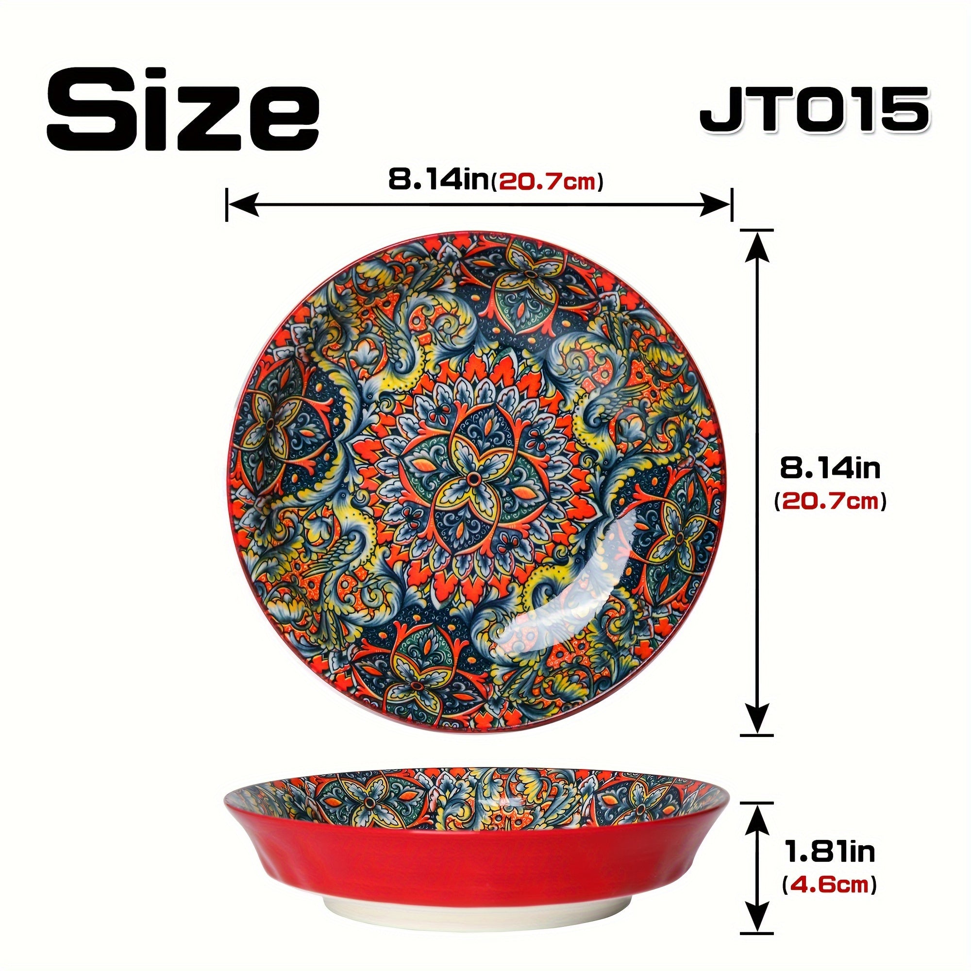 8-Inch Bohemian Ceramic Dinner Plate Microwave Safe for Home and Restaurant Use