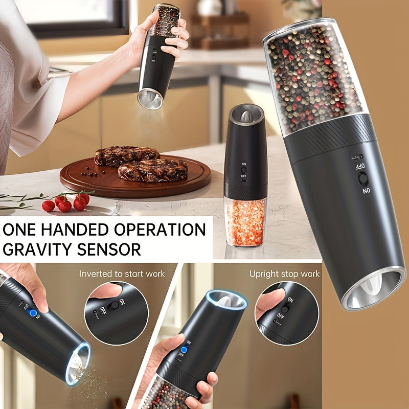 Gravity sensor switch, LED yoritgich, USB zaryadlash, 5000rpm motor, qora va oq rangda, katta hajmli, bir qoʻl bilan oson boshqariladigan qayta zaryadlanadigan elektr murch grinder to'plami.