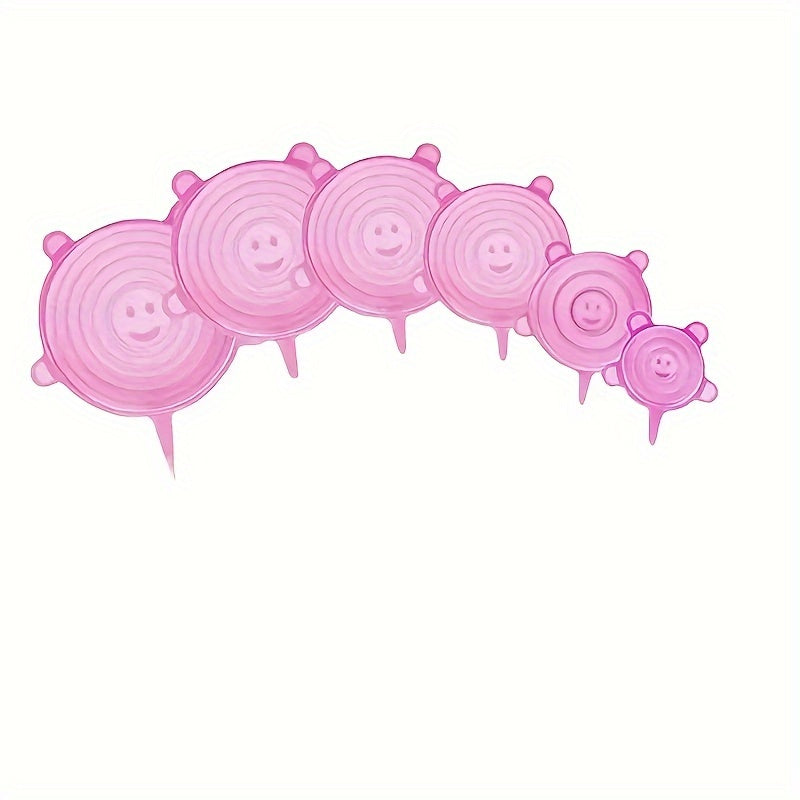 Juego de 6 tapas de silicona para estirar, aptas para alimentos y herméticas para recipientes