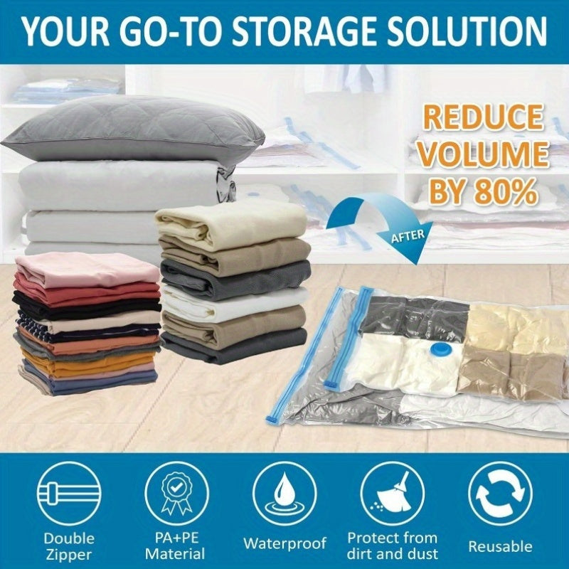 Set of 9 Vacuum Storage Bags with Hand Pump for Compressing Clothes and Comforters