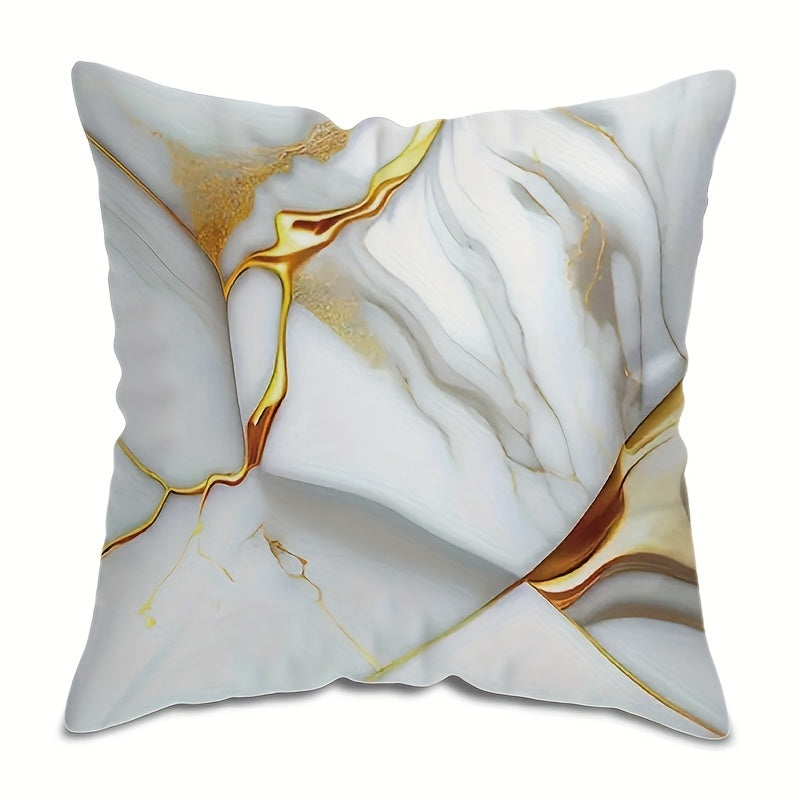 Marble Textured Polyester Throw Pillow Cover 45cm Zipper Closure Double-Sided Washable