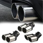 Cabezal de escape de doble salida de aire universal en cromo acero inoxidable para tubo de escape automotriz