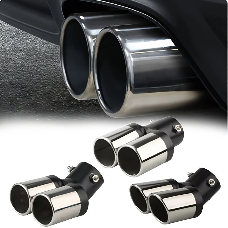 Cabezal de escape de doble salida de aire universal en cromo acero inoxidable para tubo de escape automotriz