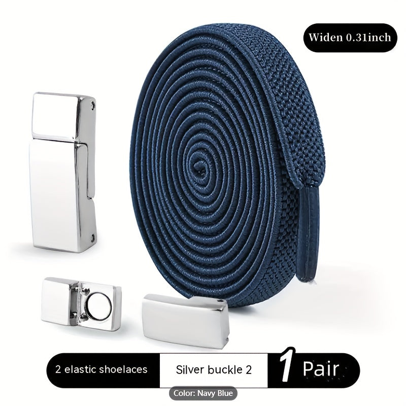 Unisex Elastic No-Tie Shoelaces with Magnetic Buckle Lightweight Polyester