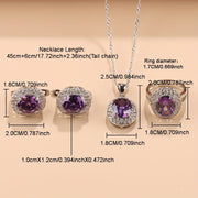 Silver-Plated Bridal Jewelry Set with Cubic Zirconia Necklace Earrings Rings 4 Piece