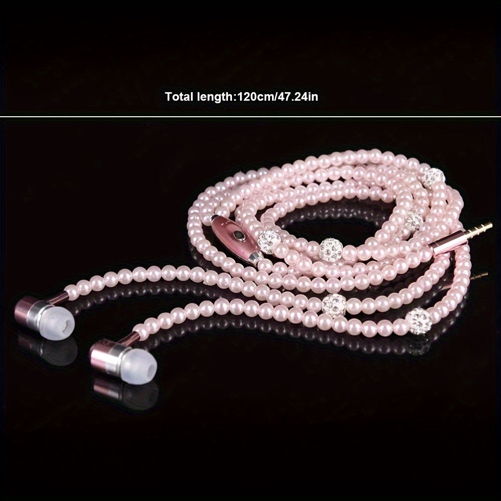 Wired Earphones with Microphone for iPhone and Android Pearl Metal Earbuds Open-Back Lightweight Retractable Cable