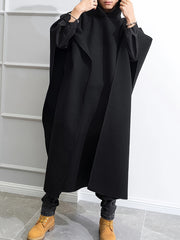 INCERUN Erkaklar uchun Keng Fitli Kapüşonli Kloak, Bahor/Kuz uchun Polyester Bir Rangli Palto, 180g/m² Matoga ega Tasodifiy Usul, Katta O'lcham