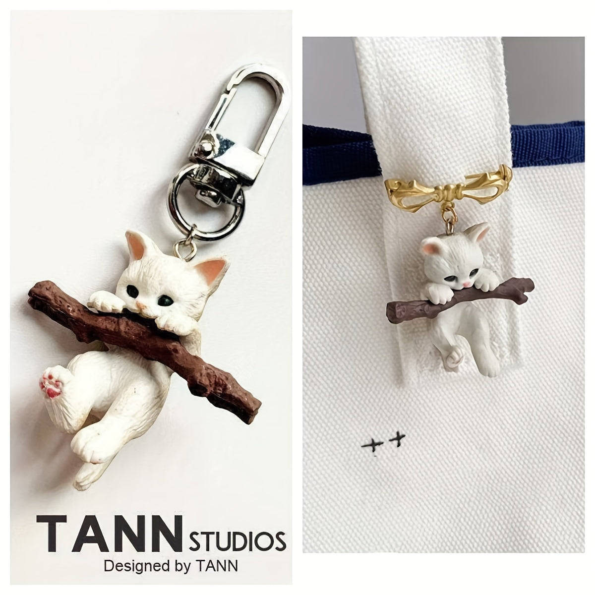 White Kitty Resin Pendant Charm for Women's Accessories