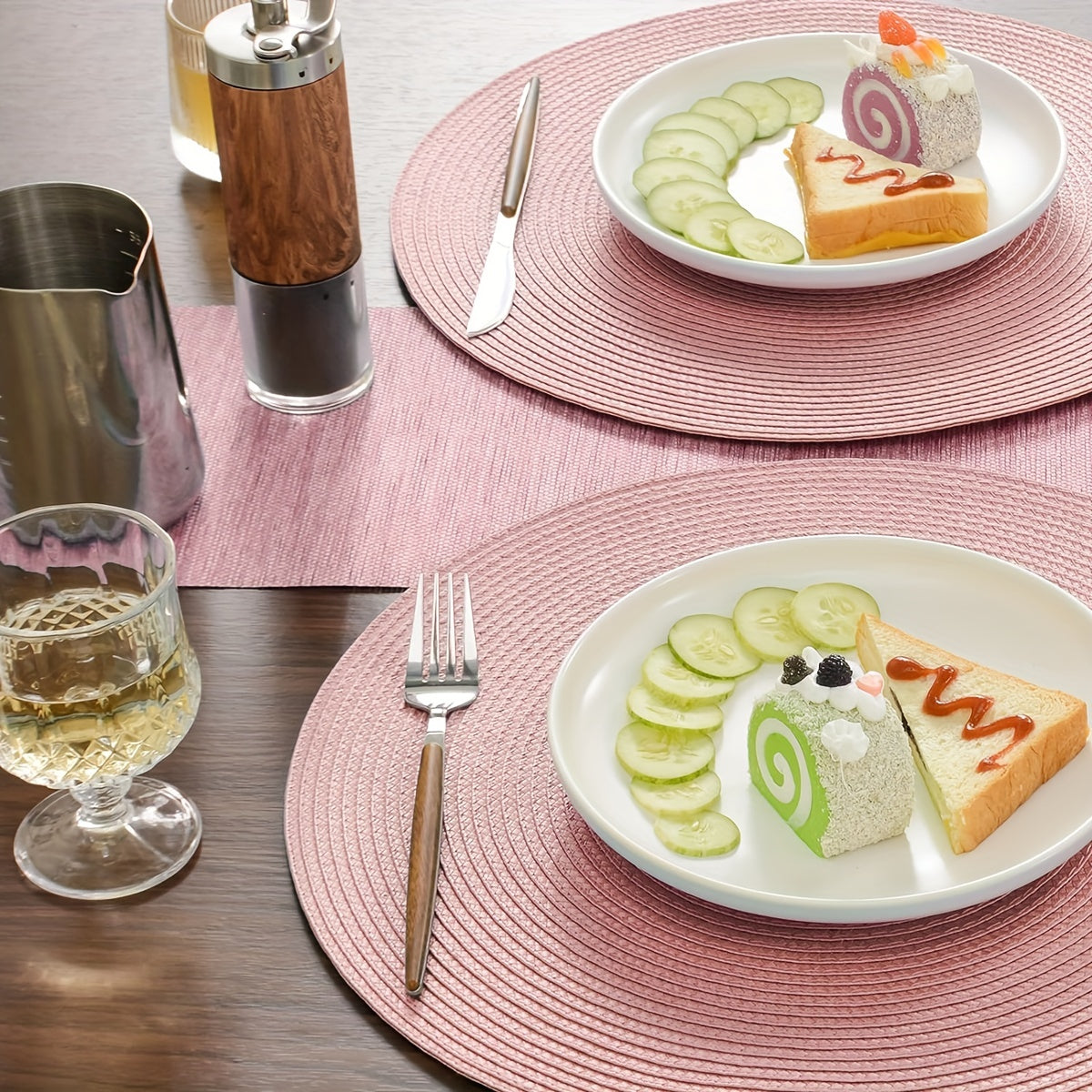 Set of 6 Woven PP Placemats 38.1cm Non-Slip Washable Insulated for Table Decor