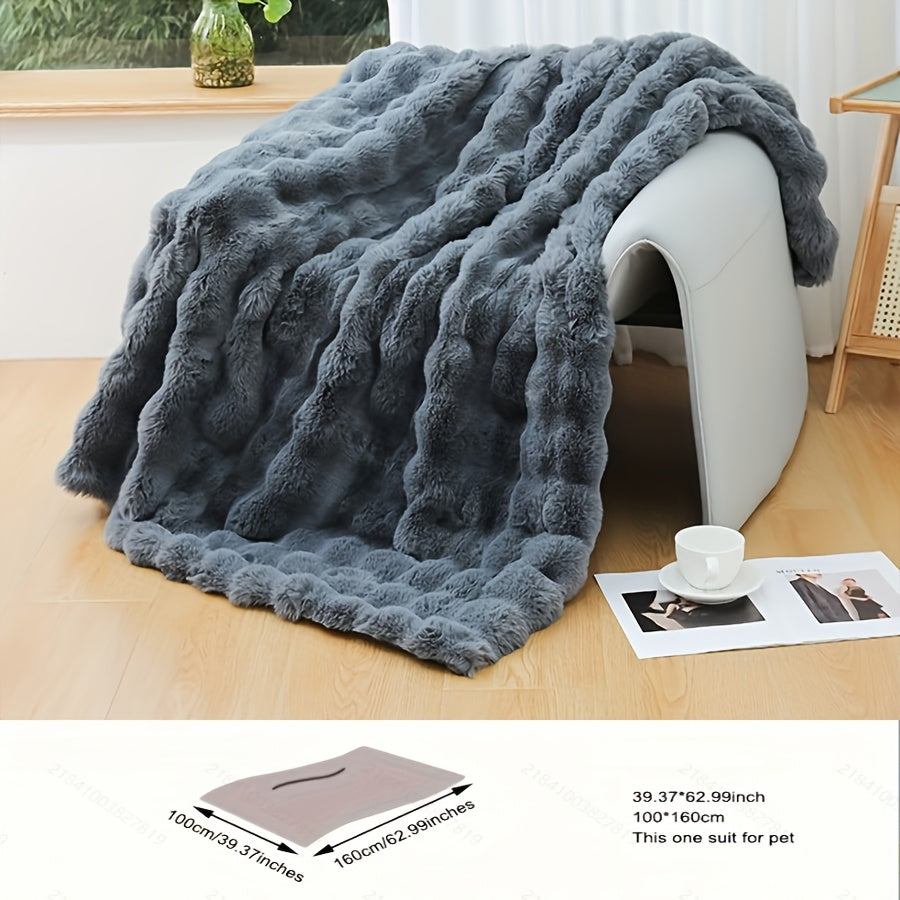 Faux Fur Blanket Double-Sided Tuscany-Inspired Thickened Cozy All-Season Sofa Throw