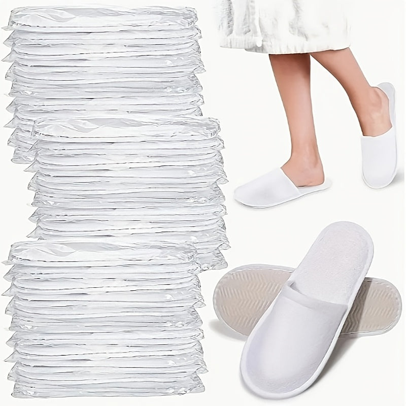10 Pcs White Non-Slip Disposable Slippers for Hotel Travel Home