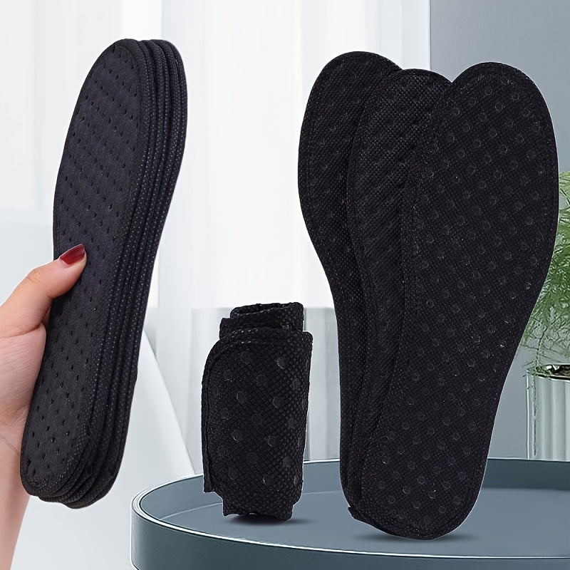 Unisex Perforated Insoles Black Shock-Absorbing Breathable Cushioned