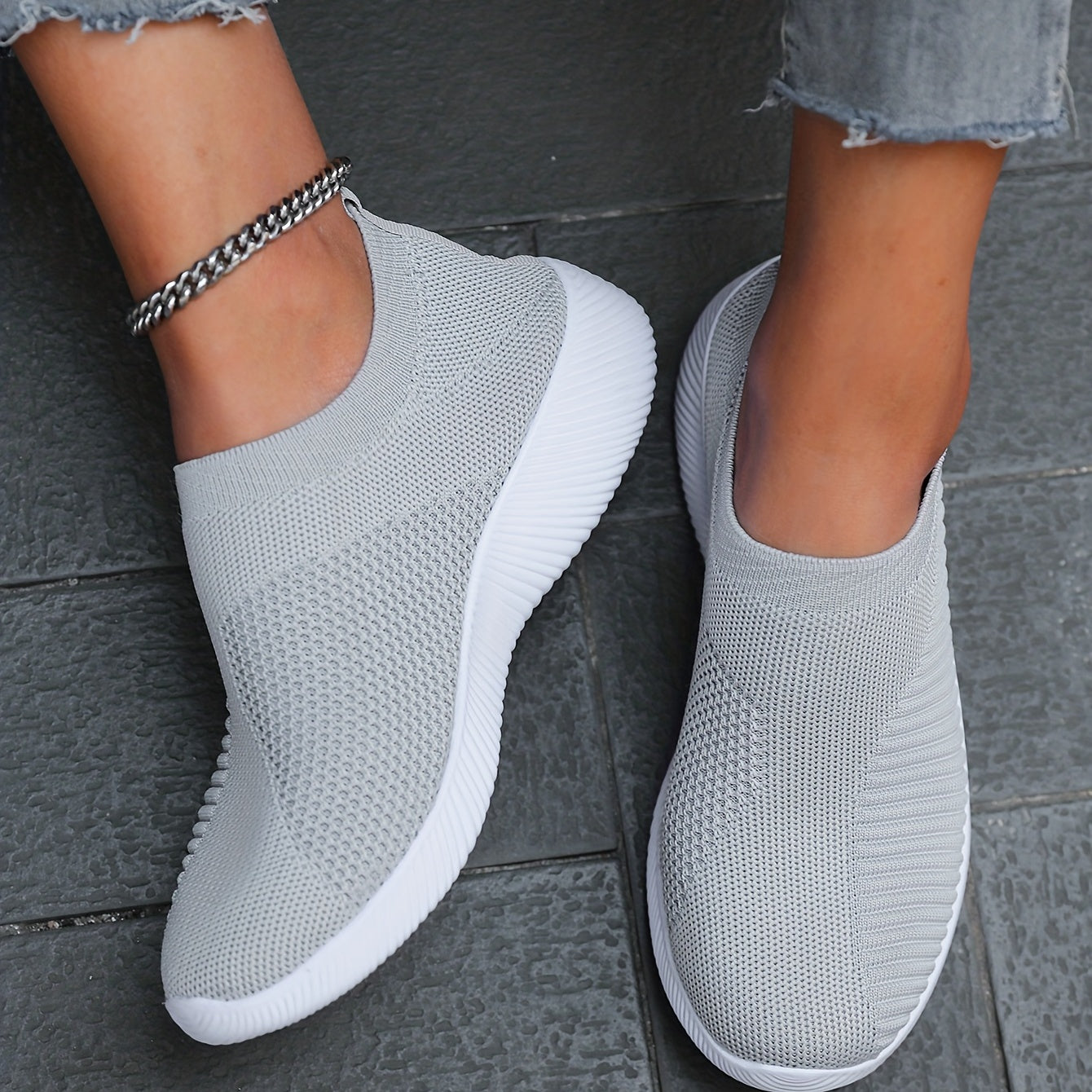 Women's Breathable Woven Sneakers, Lightweight, Plus Size Running Shoes