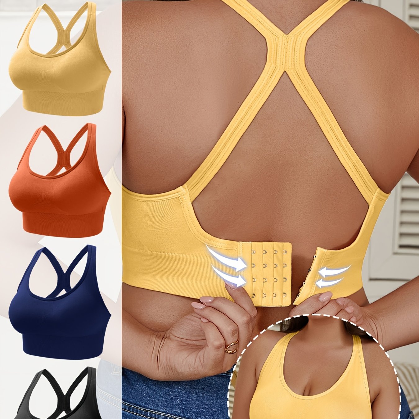 Women's Plus Size Seamless Wireless Sports Bras with Removable Pads