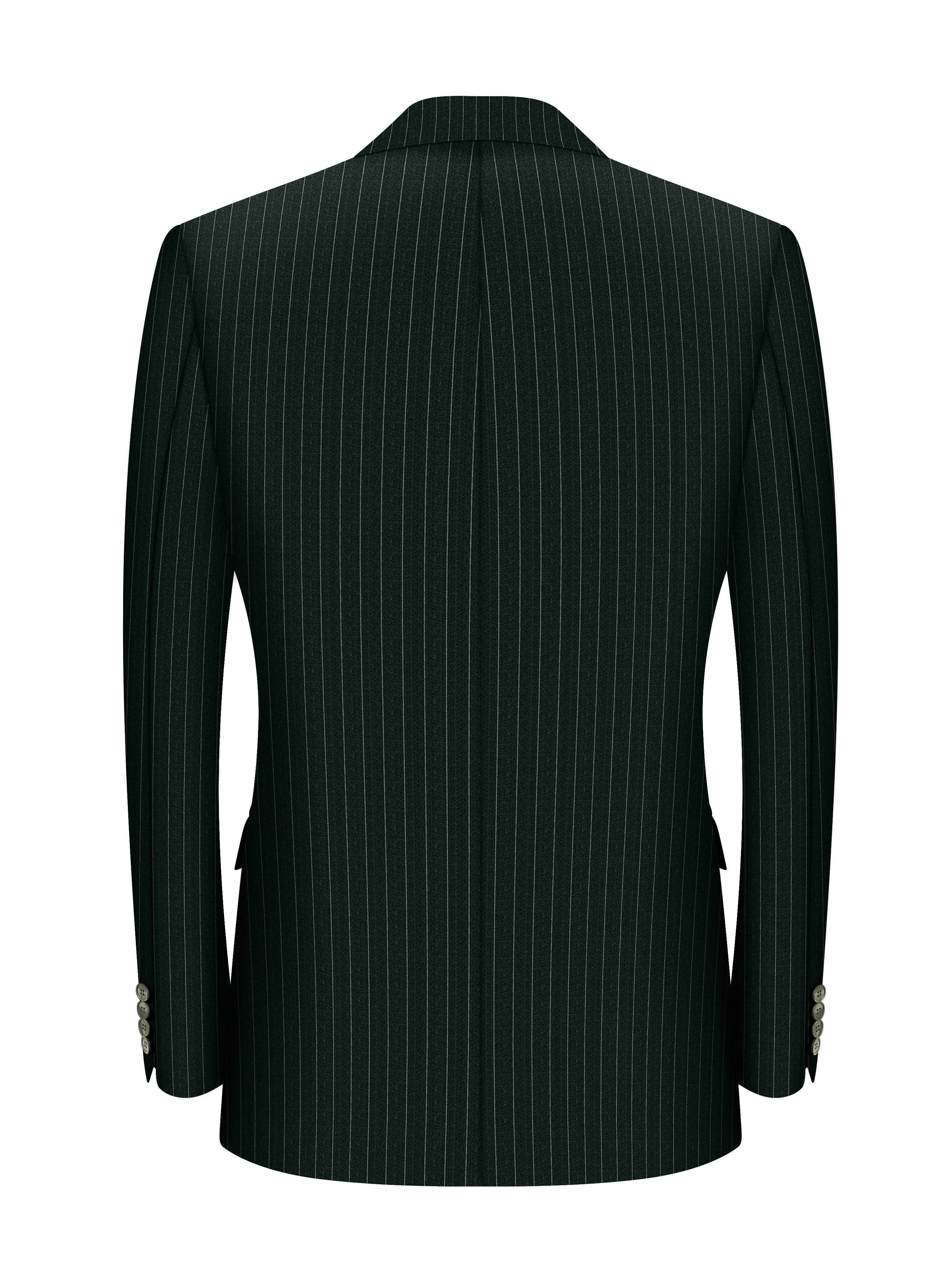 Костюм из полосатого двубортного пиджака и брюк большого размера в цвете оружейной серой для деловой и официальной одежды