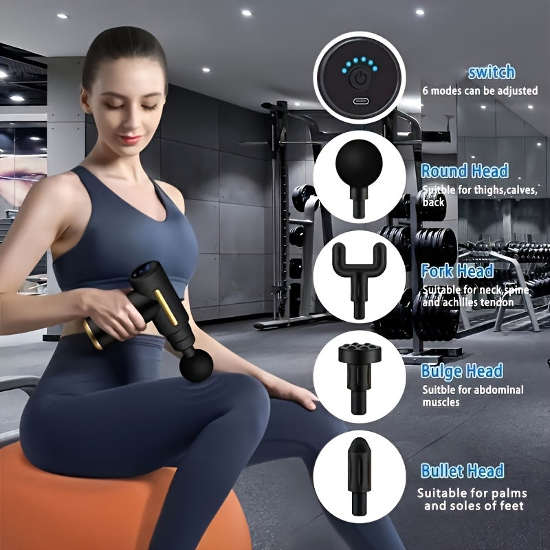 USB Rechargeable Mini Massage Gun with Multiple Attachments for Deep Tissue and Muscle Relaxation