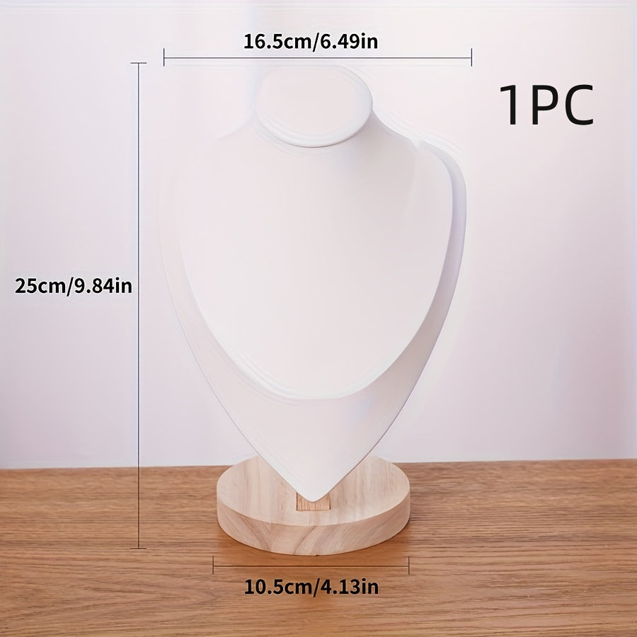 Wood Jewelry Stand for Necklaces with Portrait Neck Mold