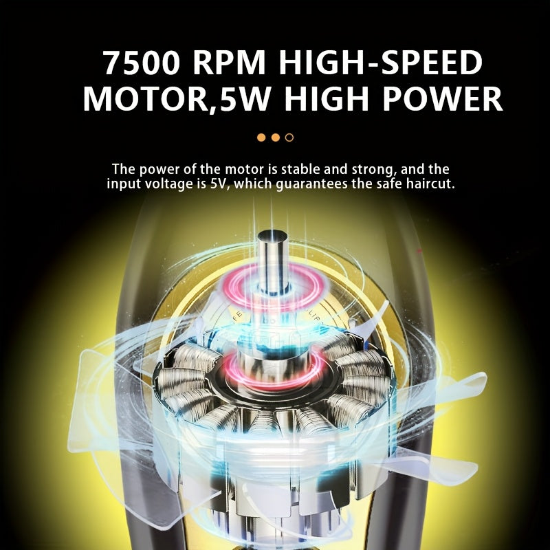 KEMEI Salon-Specific Electric Hair Clippers UV-qoplangan korpusga ega bo'lib, qulay tutqich uchun rezina qo'shimchalar, DLC pichoq, USB to'g'ridan-to'g'ri zaryadlash va bazaga zaryadlash imkoniyatiga ega. 7500RPM da ishlaydi.