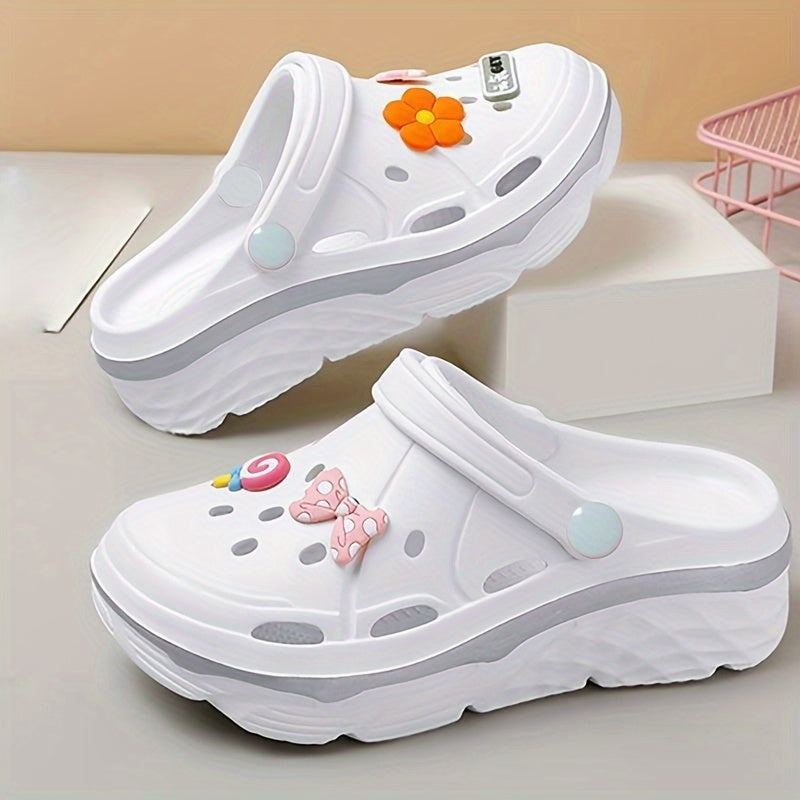 Women's Pink Floral Bow Sandals Lightweight EVA All-Season Platform