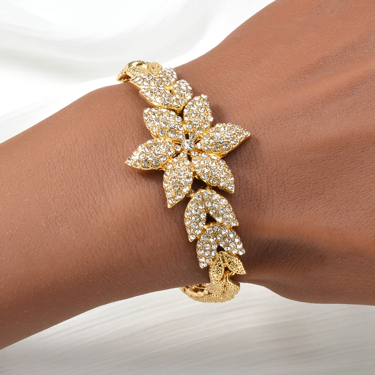 Elegant Flower Theme Jewelry Set for Weddings and Special Occasions Copper and Zirconia