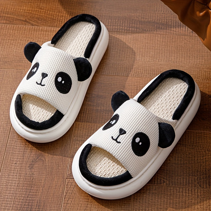 Unisex Cotton Open-Toe Panda Slippers Indoor Comfortable Breathable