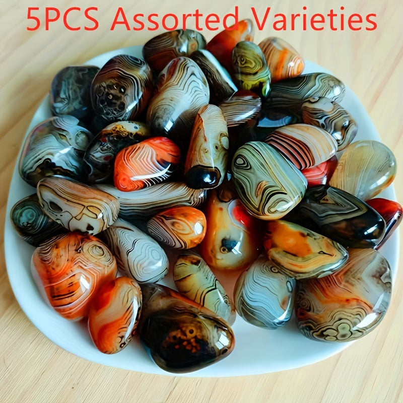 5-Piece Natural Agate Stone Set for Flower Pots Aquariums and Decorations