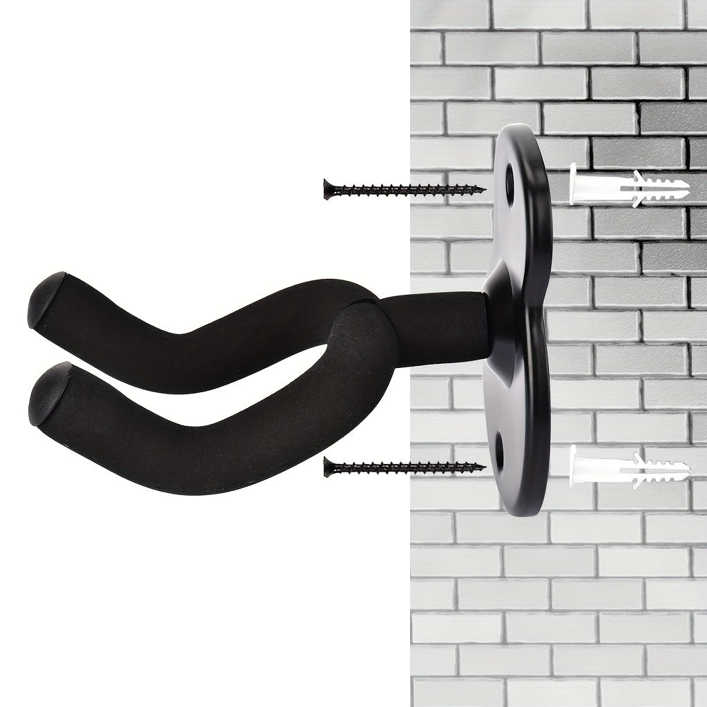 Wall Mounted Guitar Hooks Pack of 2 3 or 4 Black Iron Wall Mount for Folk Bass Electric Classical Guitars