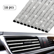 10pcs Pink Rhinestone Car Vent Trim Strips Durable Plastic Air Conditioner Outlet Decorations