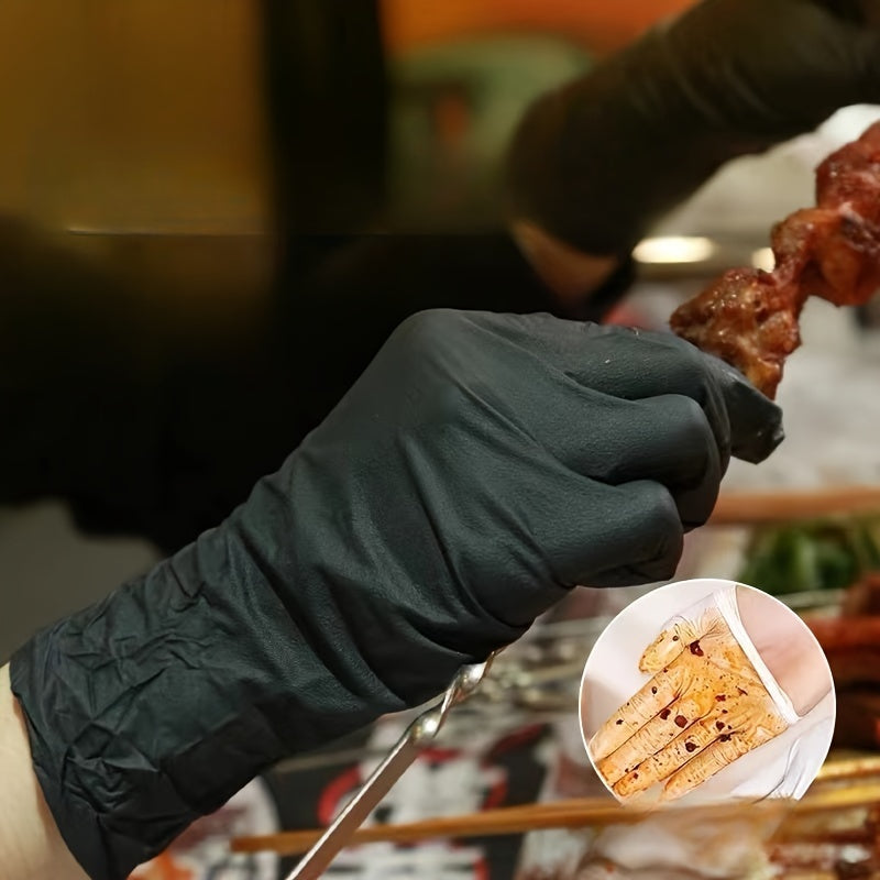 Black Nitrile Gloves FDA Compliant Waterproof Powder-Free Food Safe Disposable