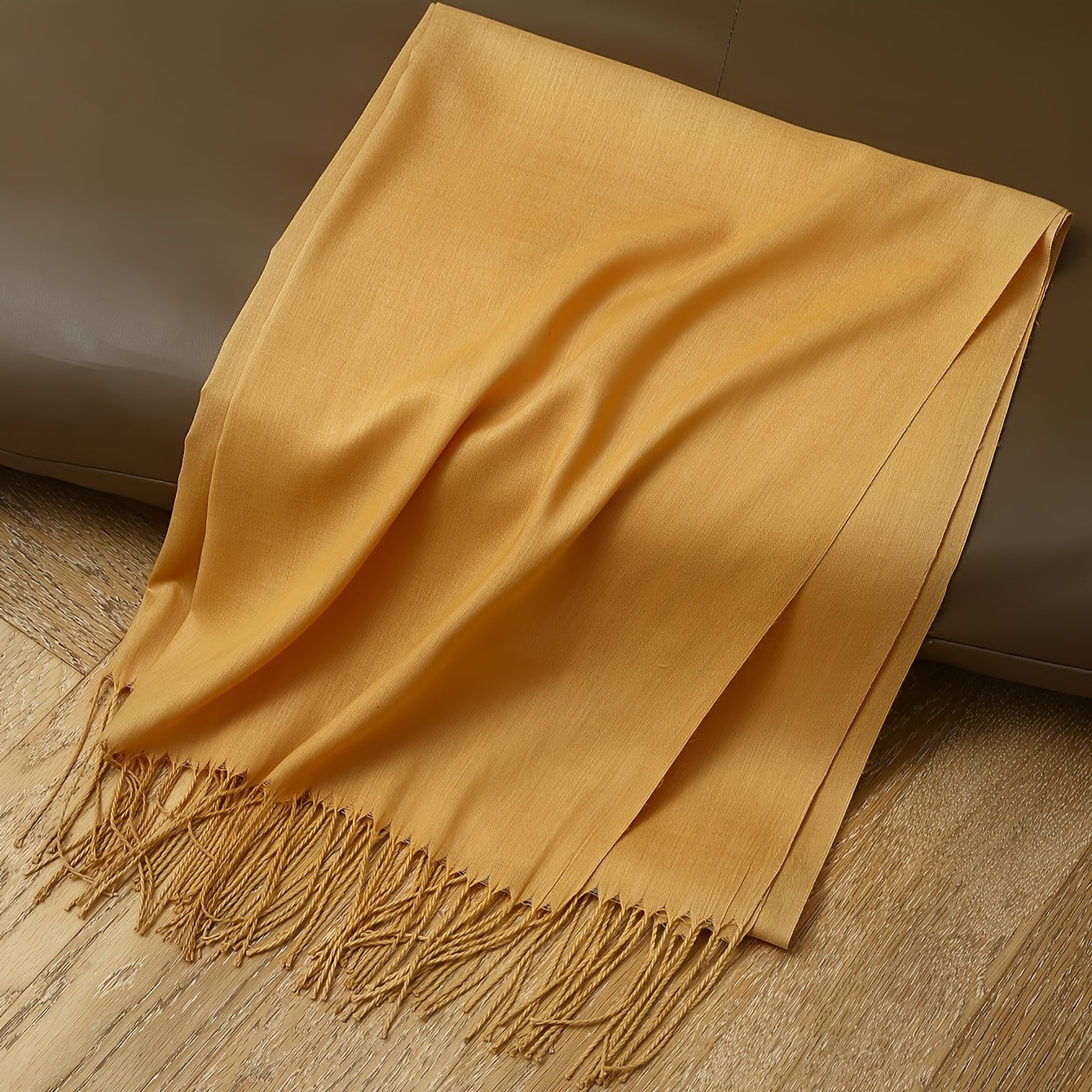 Solid Color Tassel Scarf for Men and Women Soft Fleece Shawl Cozy Windproof Accessory