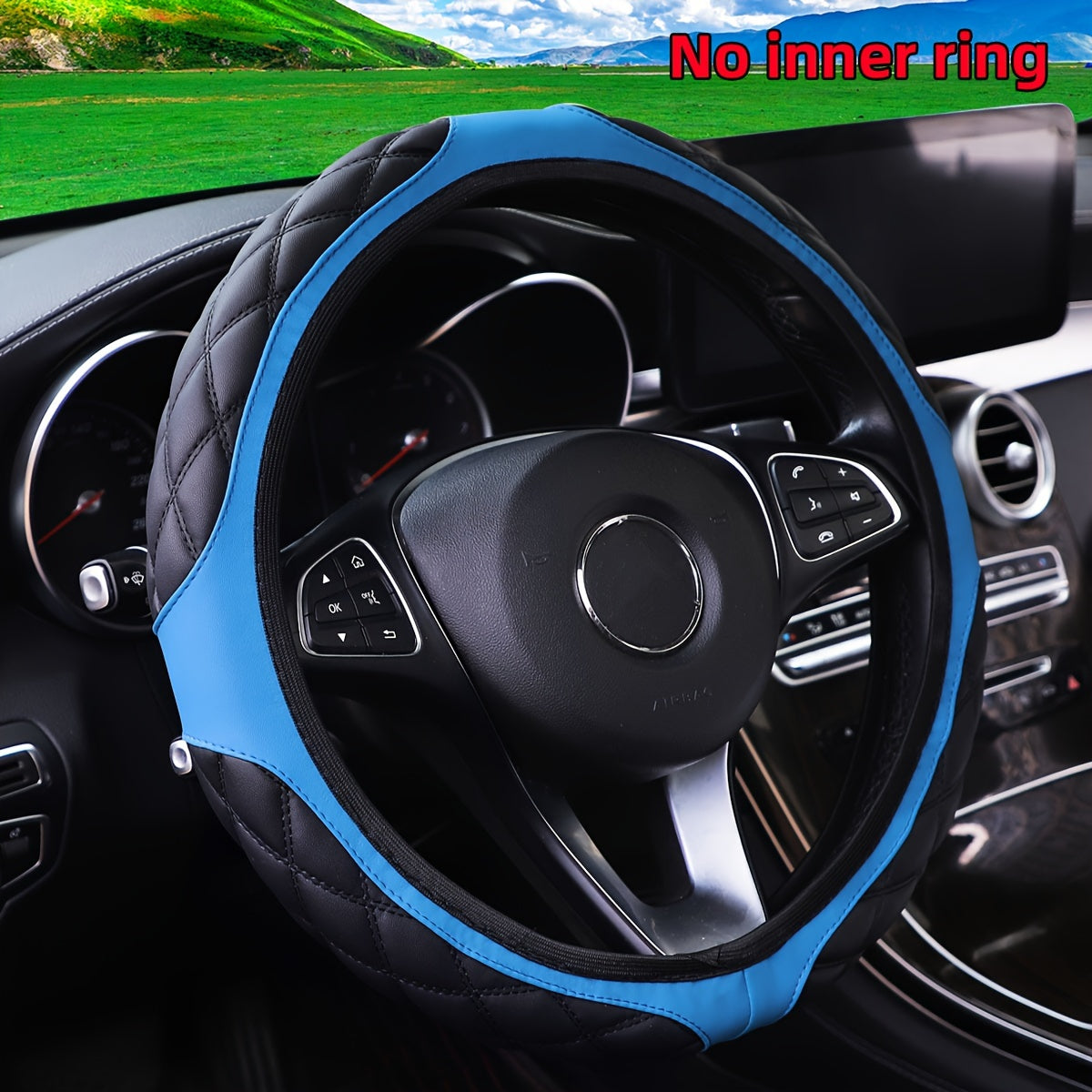 Women's Wear-Resistant PU Leather Steering Wheel Cover 36.83-38.1cm Embroidery