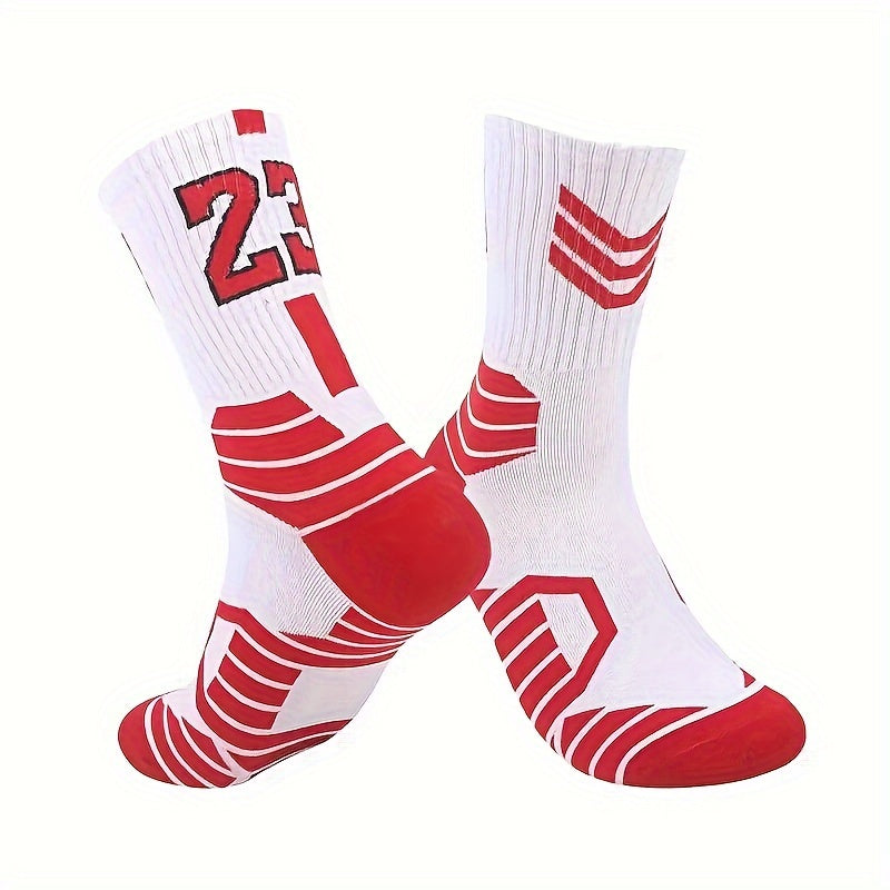 Men's Basketball Socks Set of 9 Pairs Breathable Shock Absorption Knit Polyester 23 24 Number Print