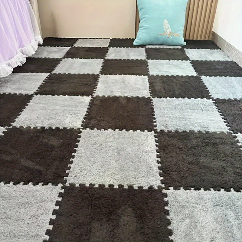 Modern Plush Patchwork Area Rug for Bedroom Living Room Indoor Washable 40 Pieces